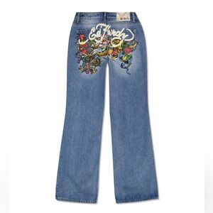 Ed Hardy High Rise & Baggy Painted Jeans Size 30 Women’s denim